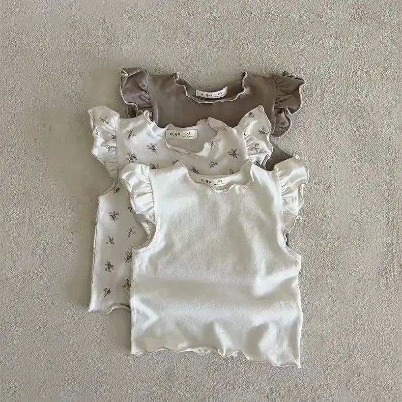 Girls' Sleeveless Fly-Sleeve Top