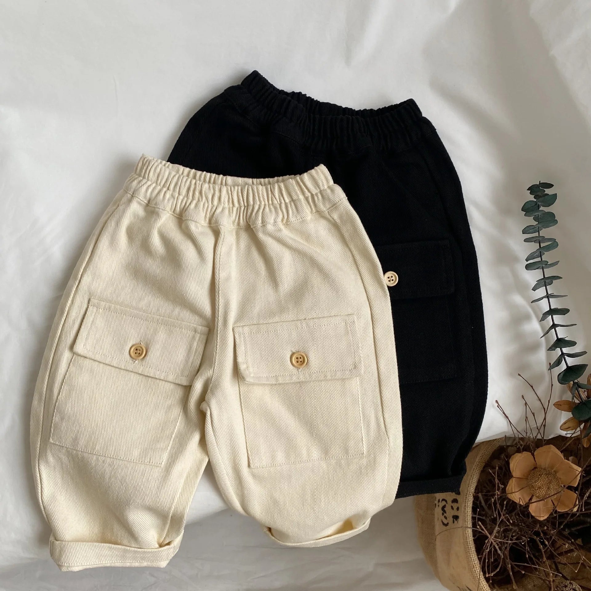 Front-Pocket Solid Casual Pants