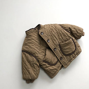 Tan Padded Button-Down Jacket