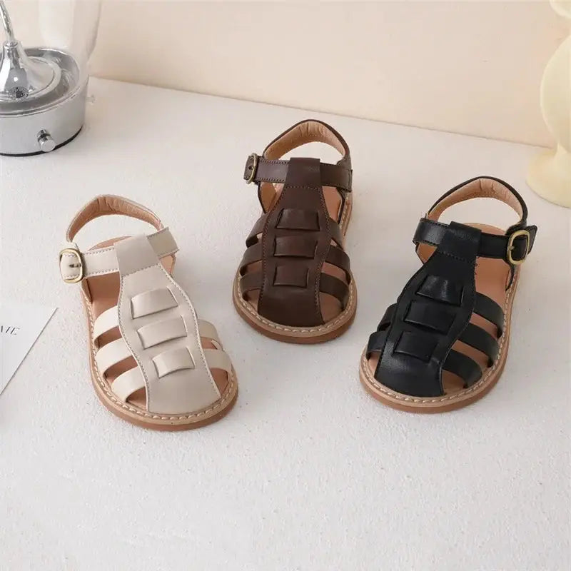 Girls' Gladiator Solid Sandals