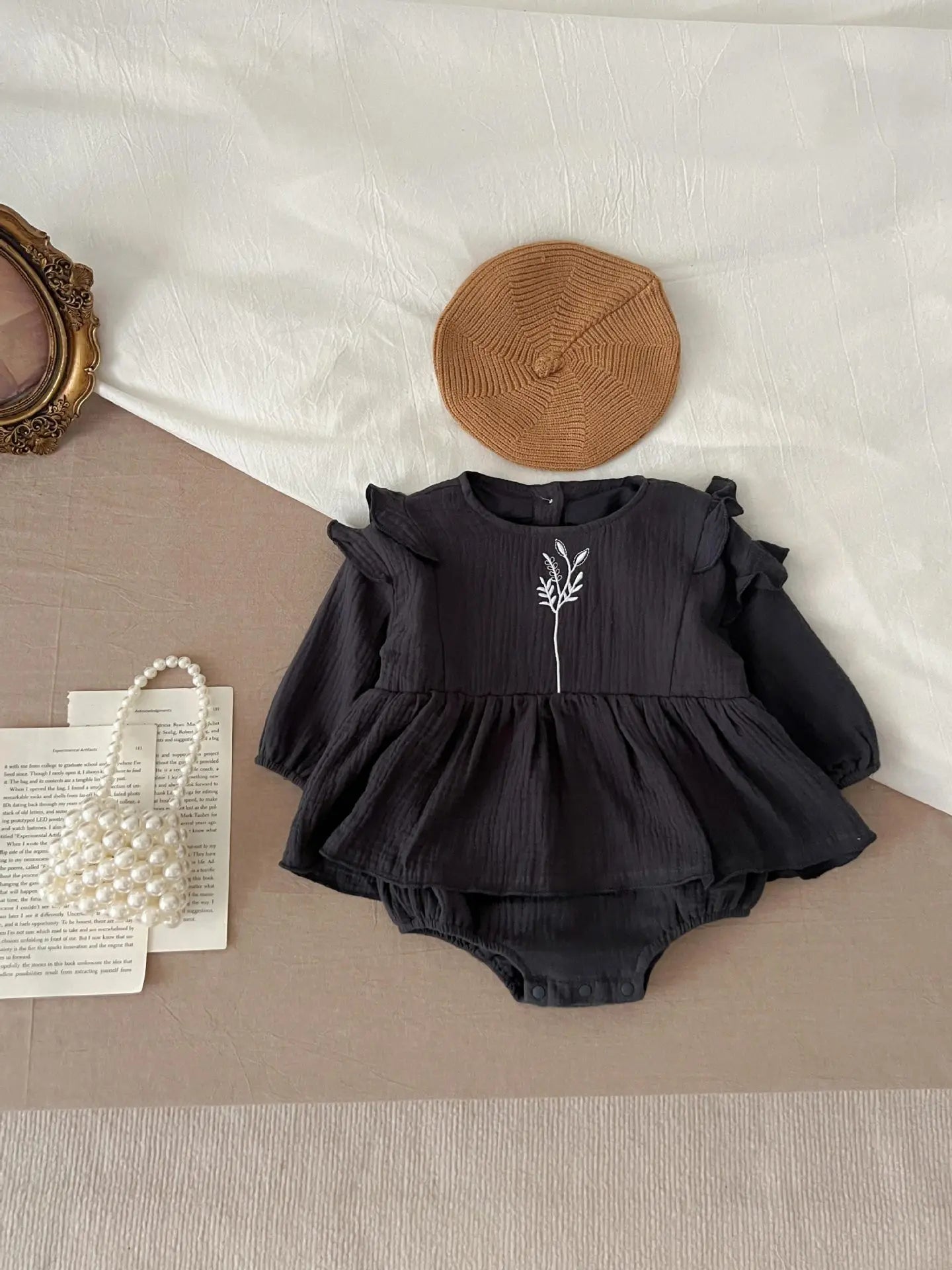 Little Plant Embroidered Onesie Dress