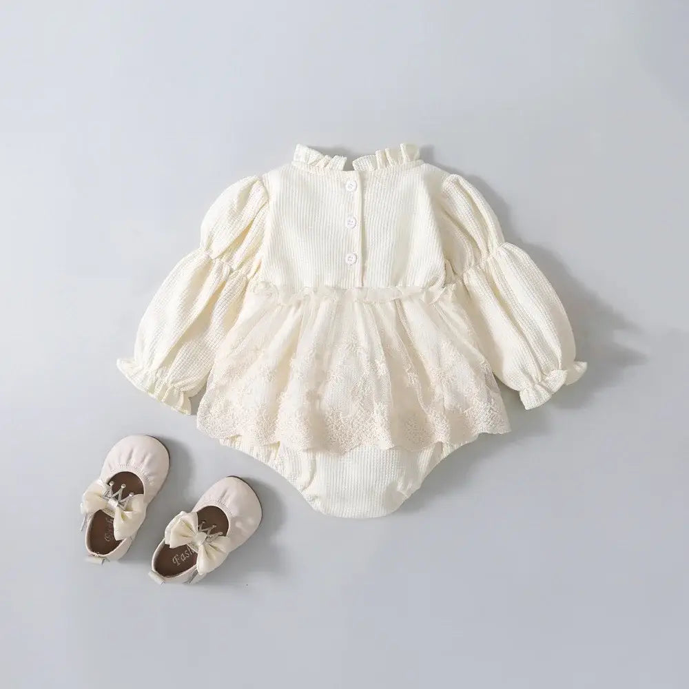 Cream Lace Waffle Onesie