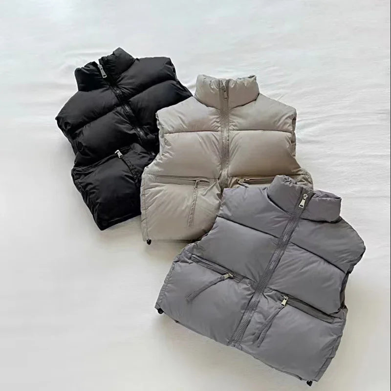 Thick Winter Solid Puffer Vest