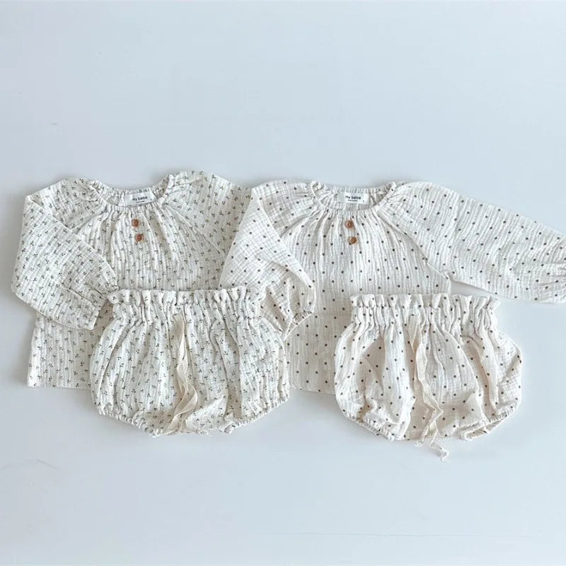Long-Sleeved Top & Shorts Print Set