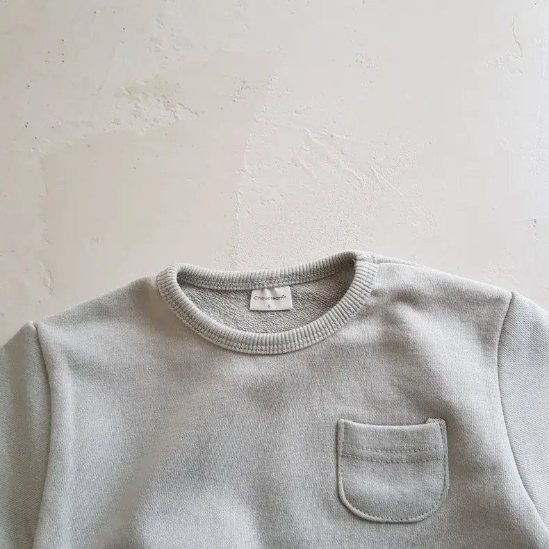 Solid Pocket Sweatshirt & Pants Set