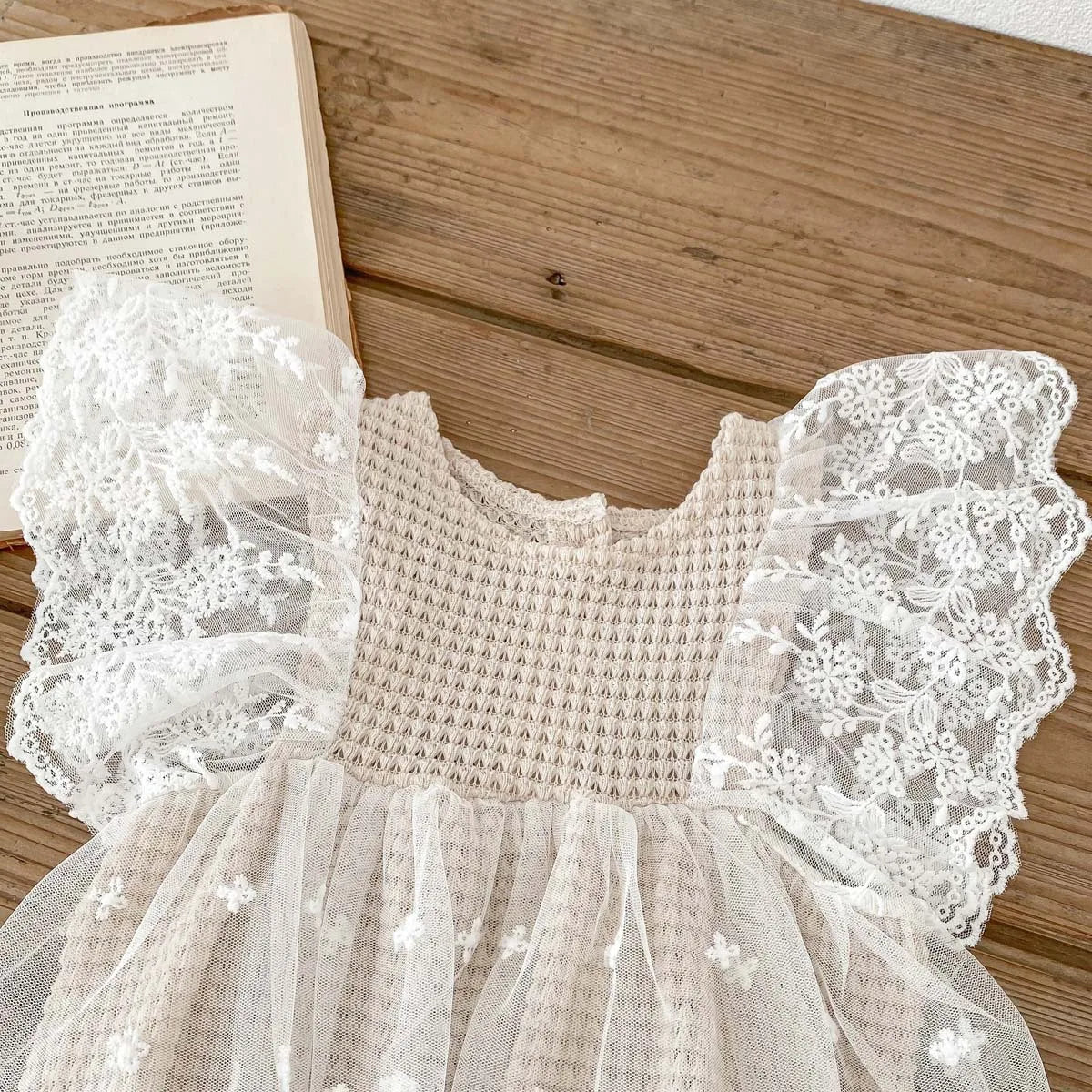 Lace Waffle Girl's Onesie