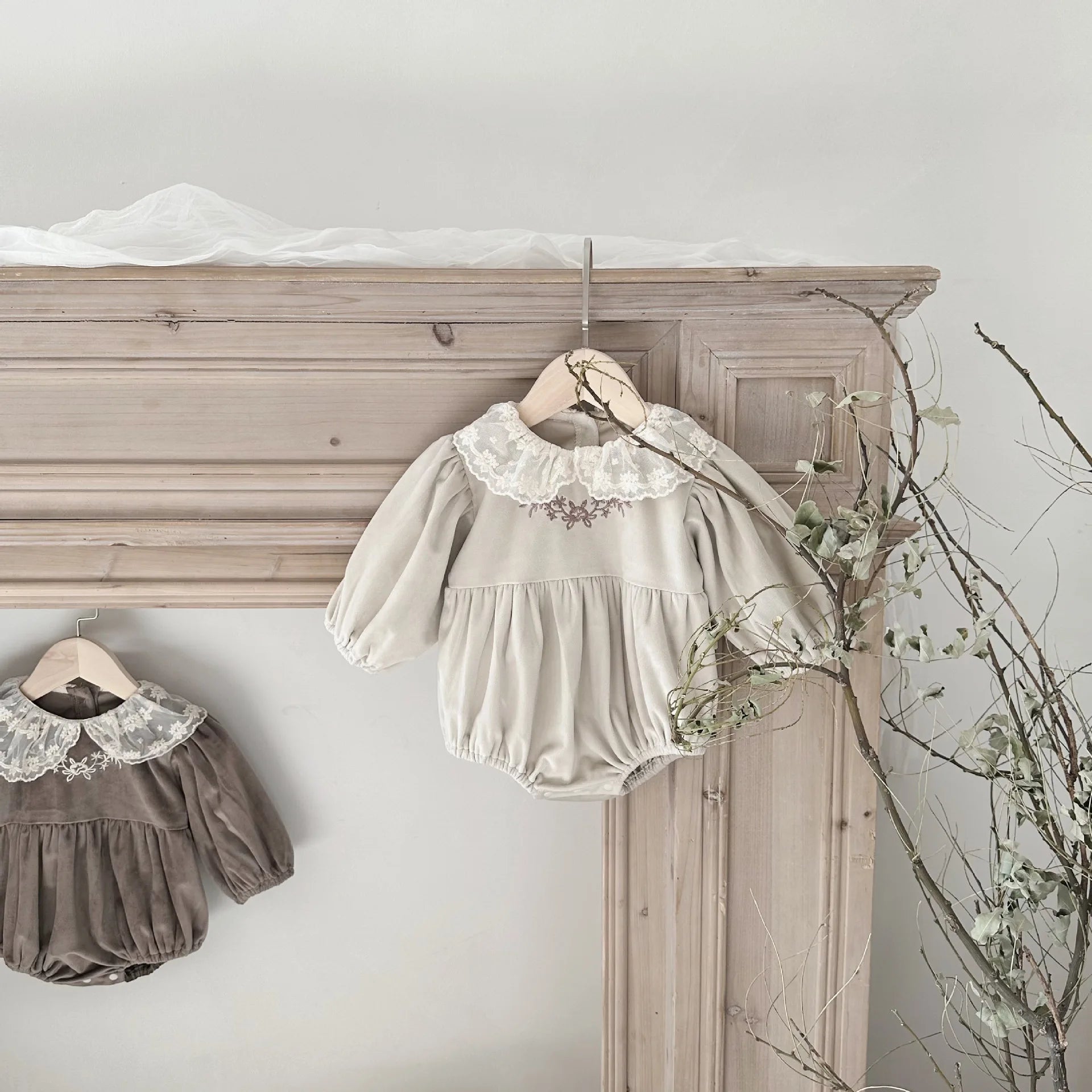 Infant Lace Collar Solid Onesie
