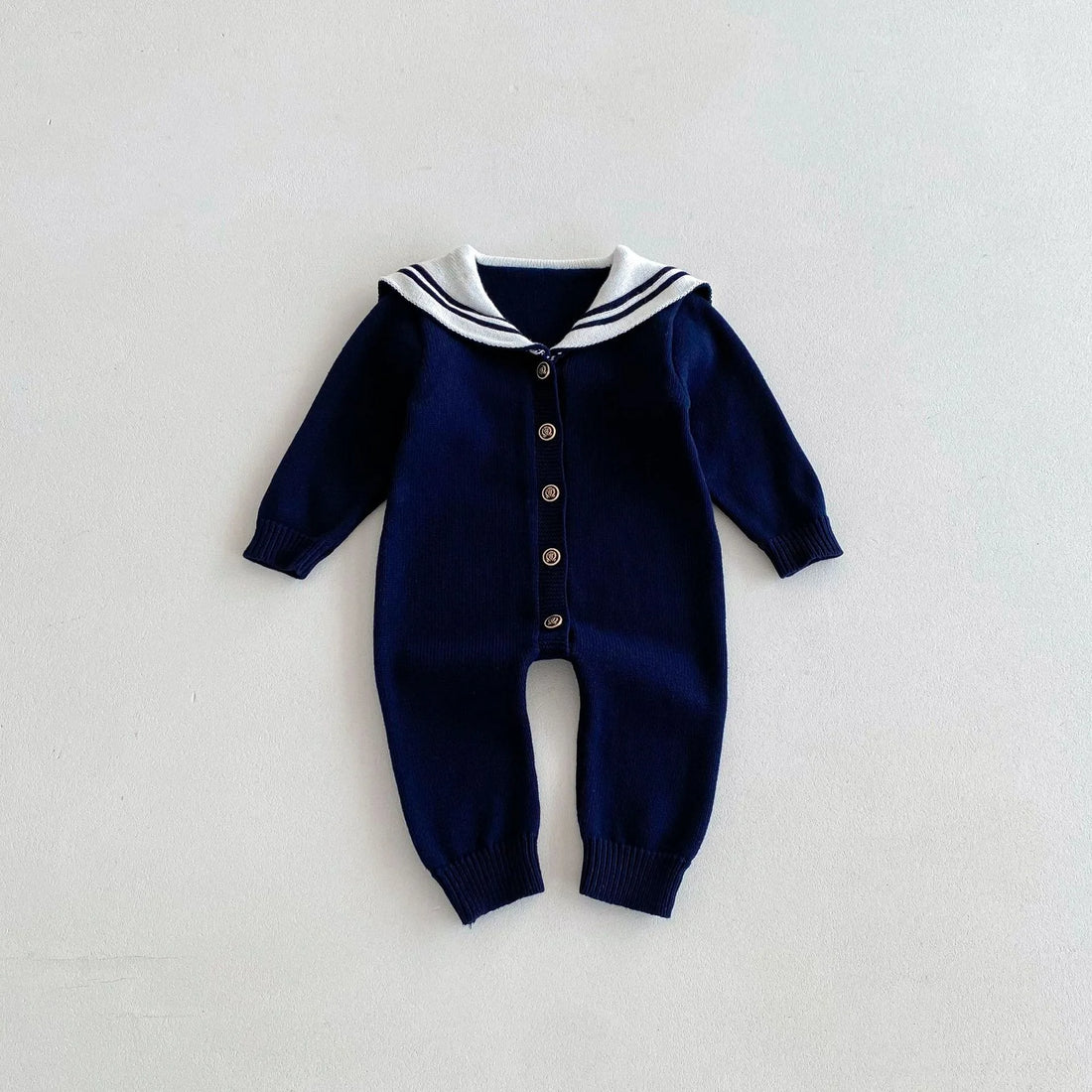 Navy Collar Knit Romper