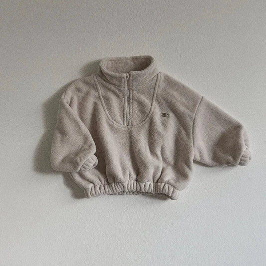 Half-Zip Long-Sleeved Fleece Sweatshirt