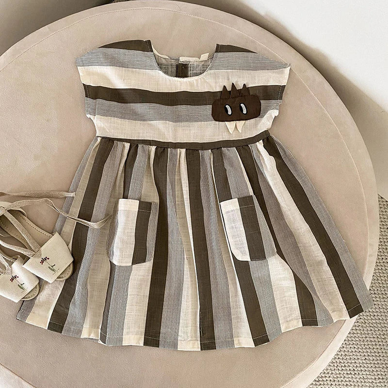 Girls' Striped A-Line Dress