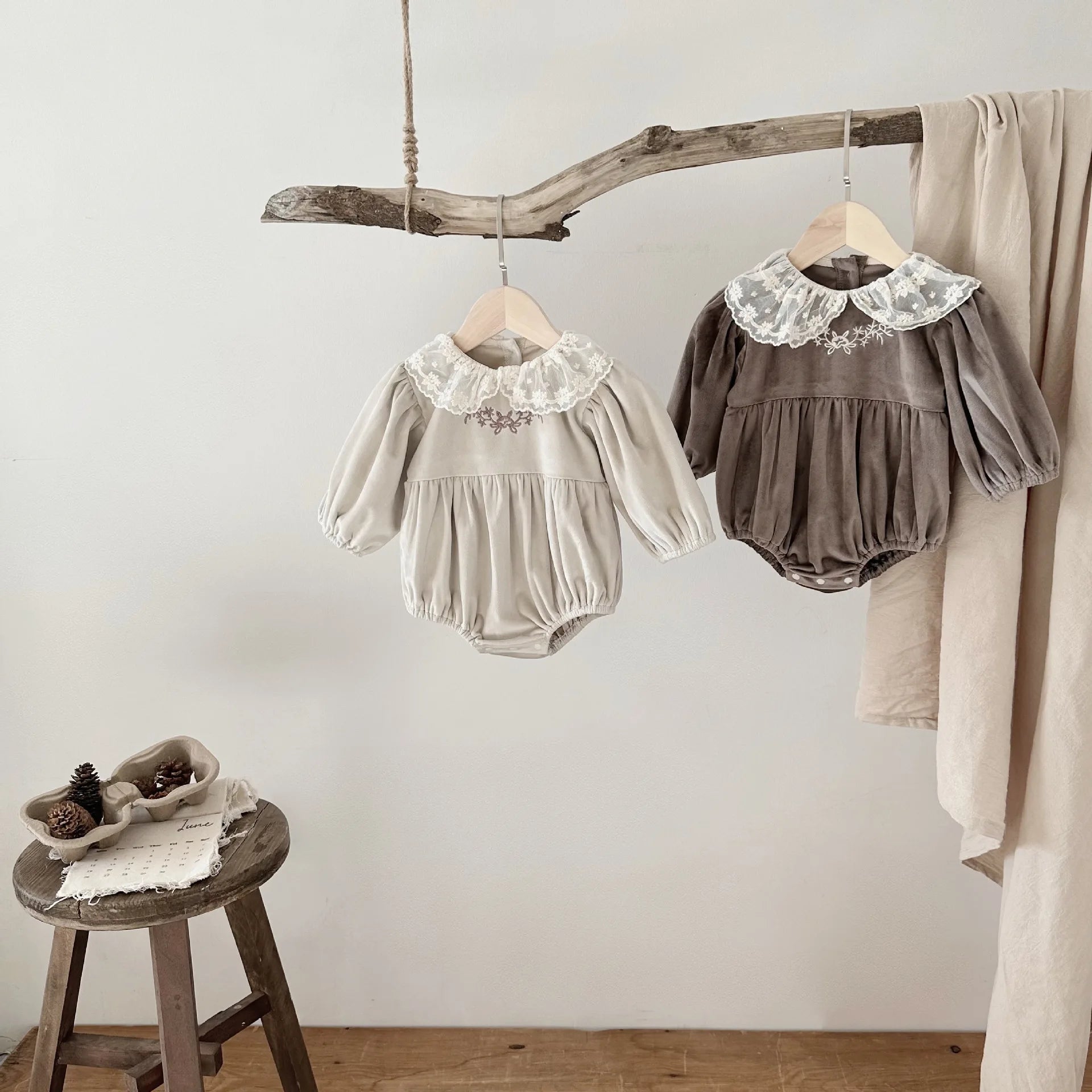 Infant Lace Collar Solid Onesie