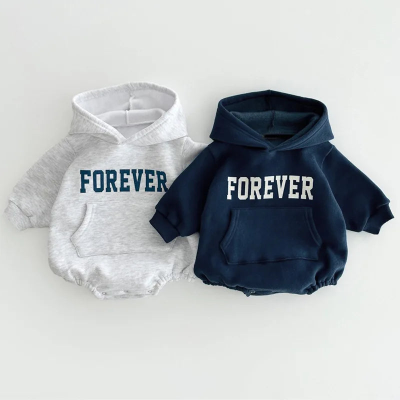 'FOREVER' Fleece-Lined Hooded Romper