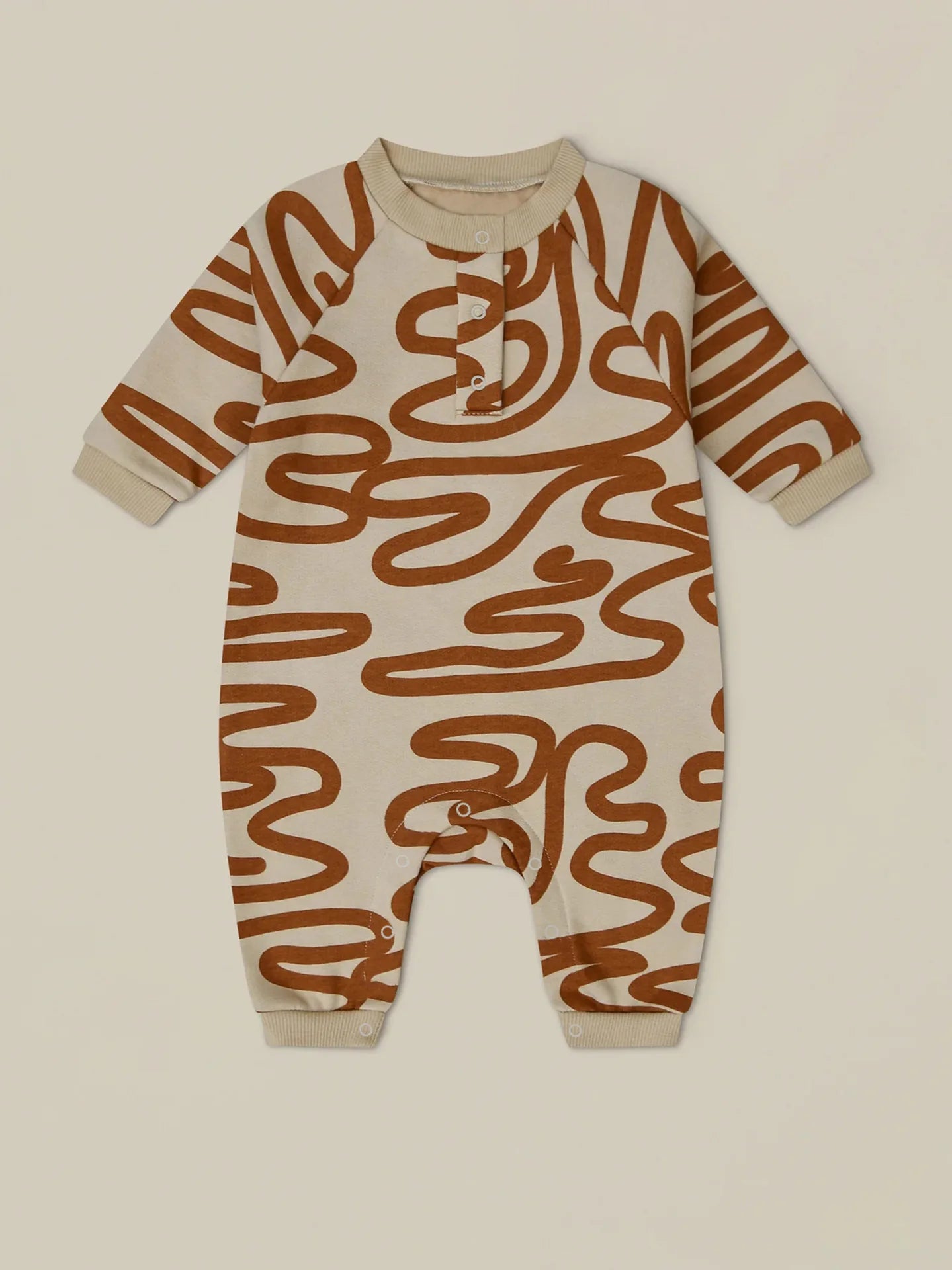 Abstract Patterned Long-Sleeve Romper