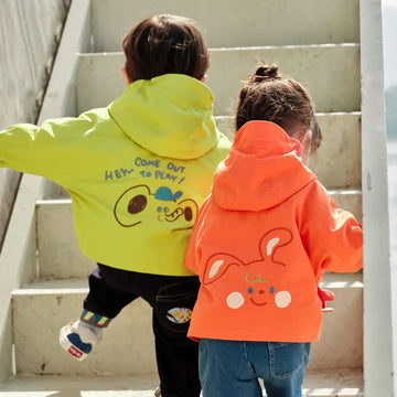 Kids Windproof Hooded Trench Coat