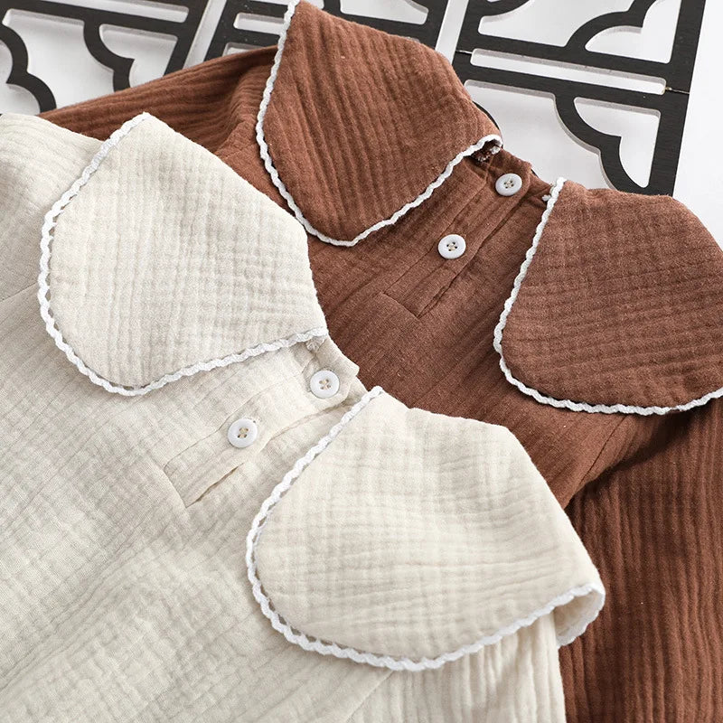 Girls' Cotton Square Collar Onesie