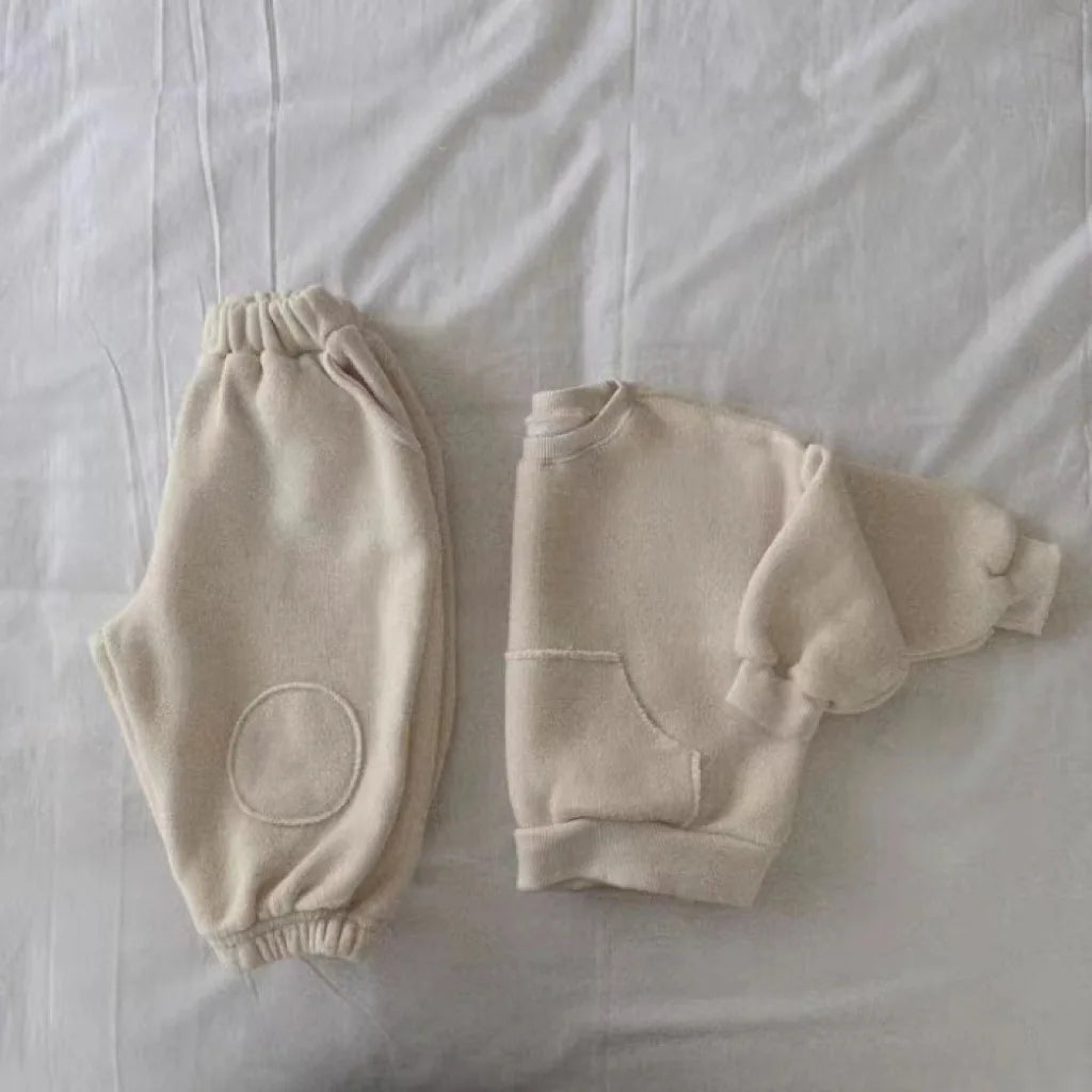 Thick Fleece Solid Jogger Set