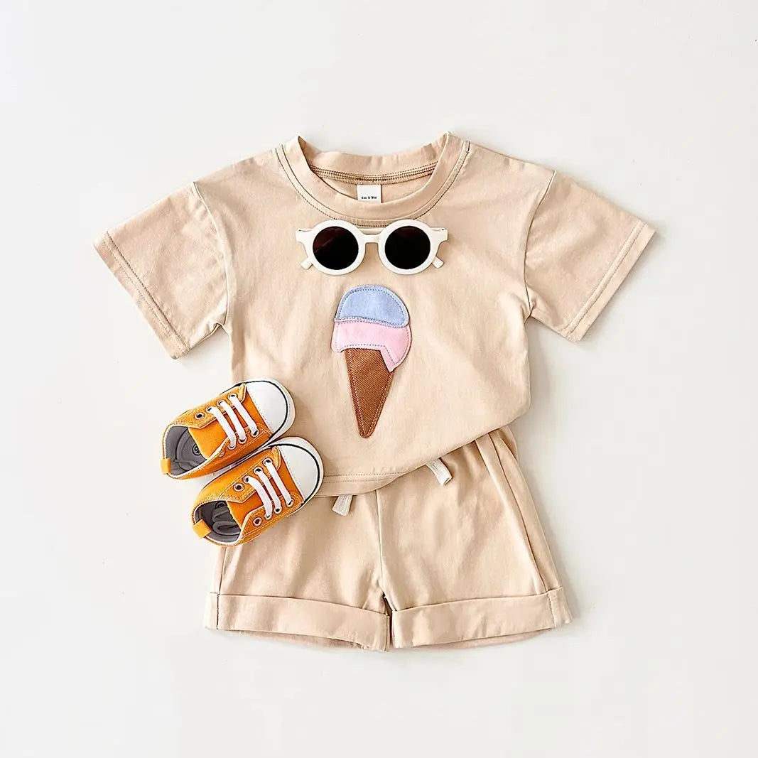 Ice Cream Print Tee & Shorts Set