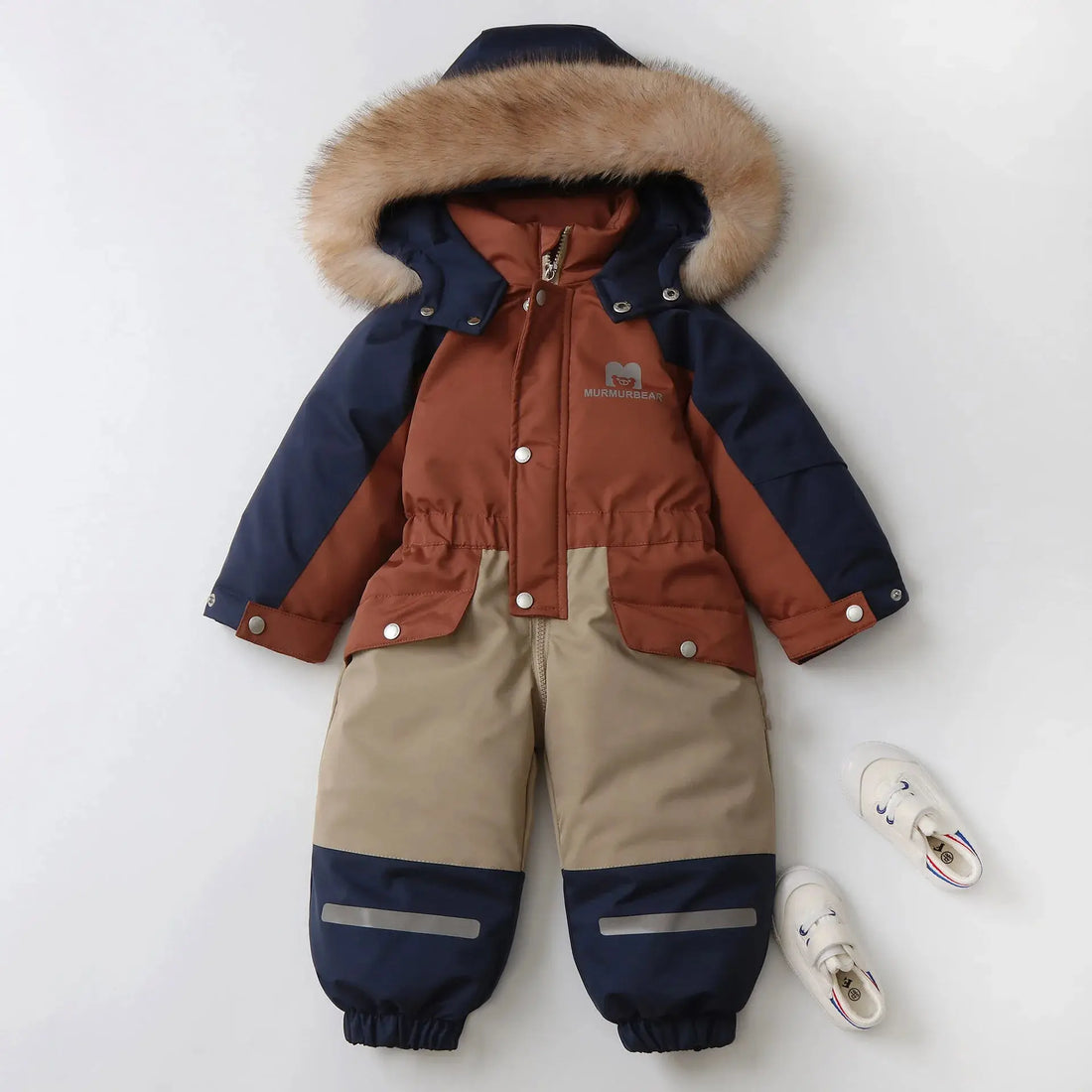 Color-Block Hooded Thick Snowsuit