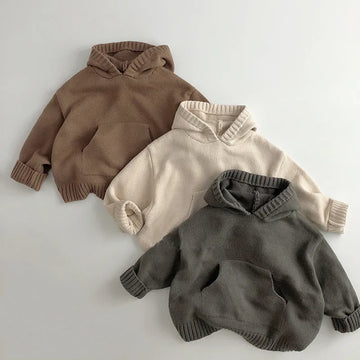Hoodie Knit Front Pocket Loose Pullover