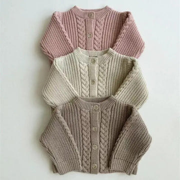 Long-Sleeved Solid Knitted Cardigan