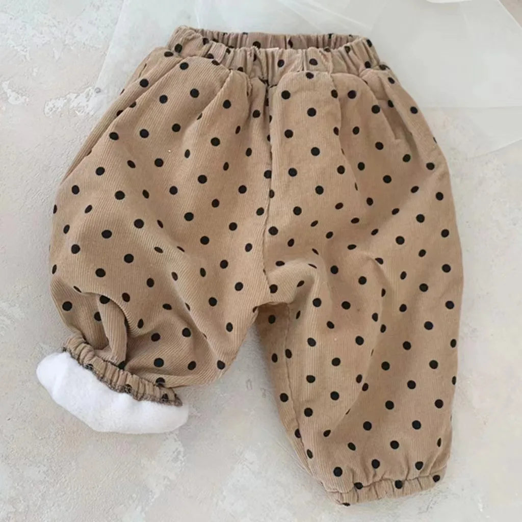 Thick Polka Dot Corduroy Pants