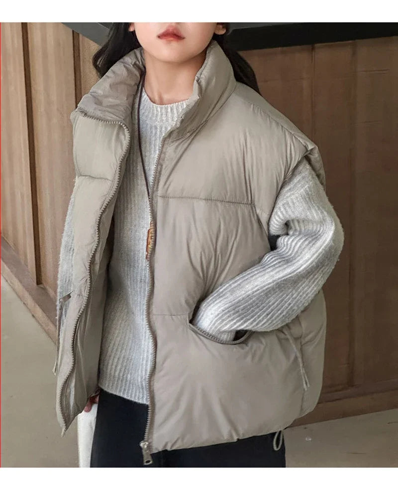 Thick Winter Solid Puffer Vest
