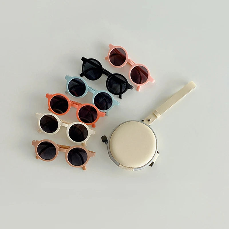 Children's Folding Round Sunglasses with Case