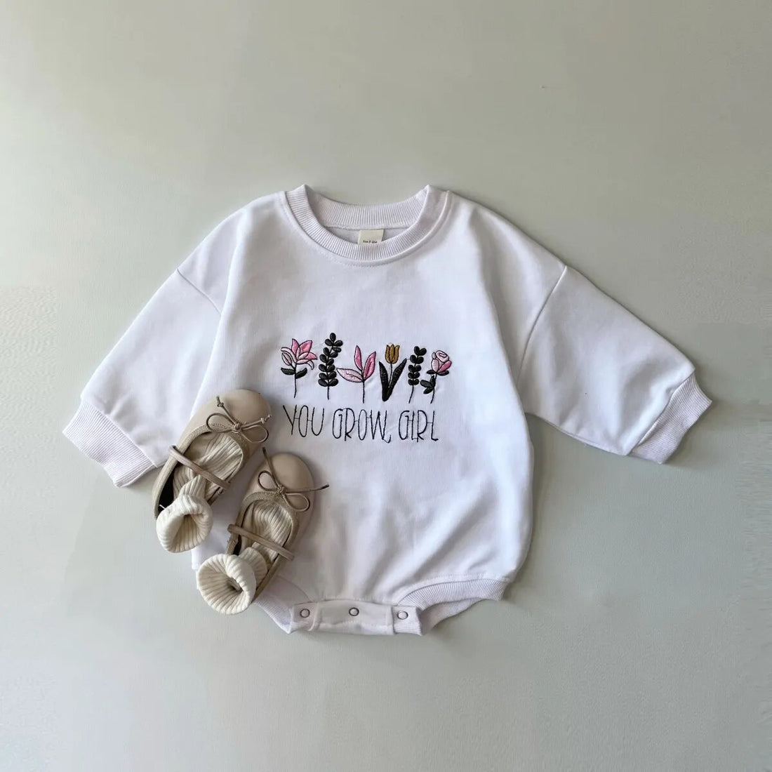 Embroidered Flower Onesie