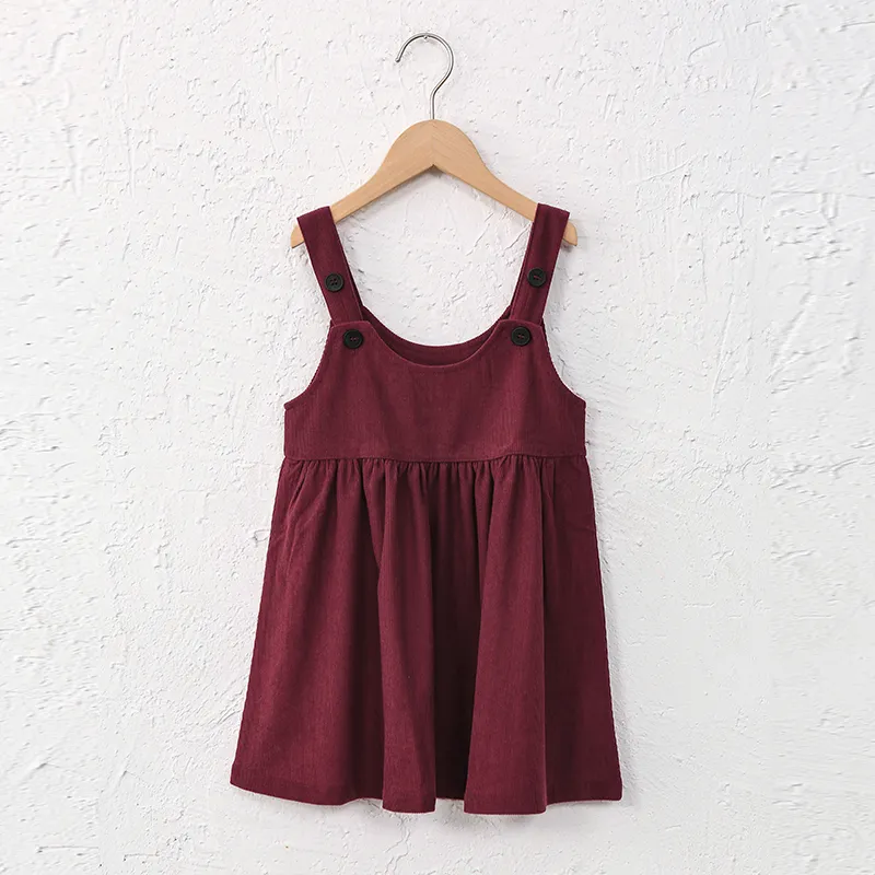 Knee-Length Corduroy Solid Dress