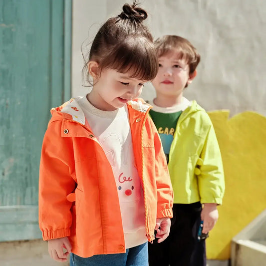 Kids Windproof Hooded Trench Coat