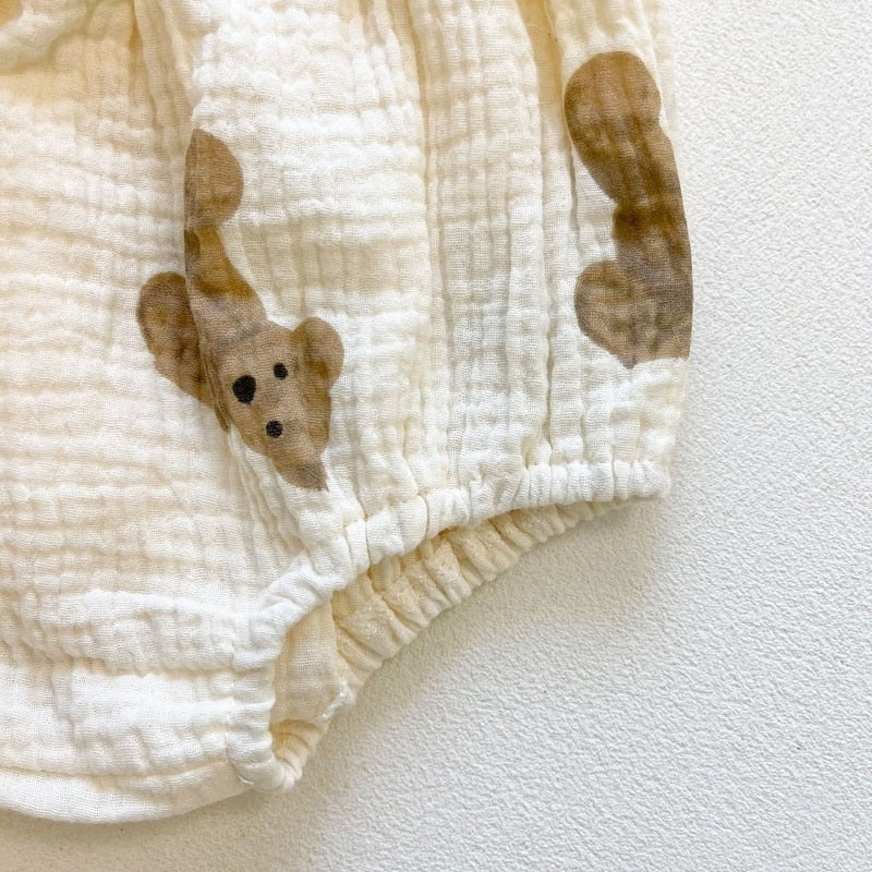 Cute Bear Print Girls' Set