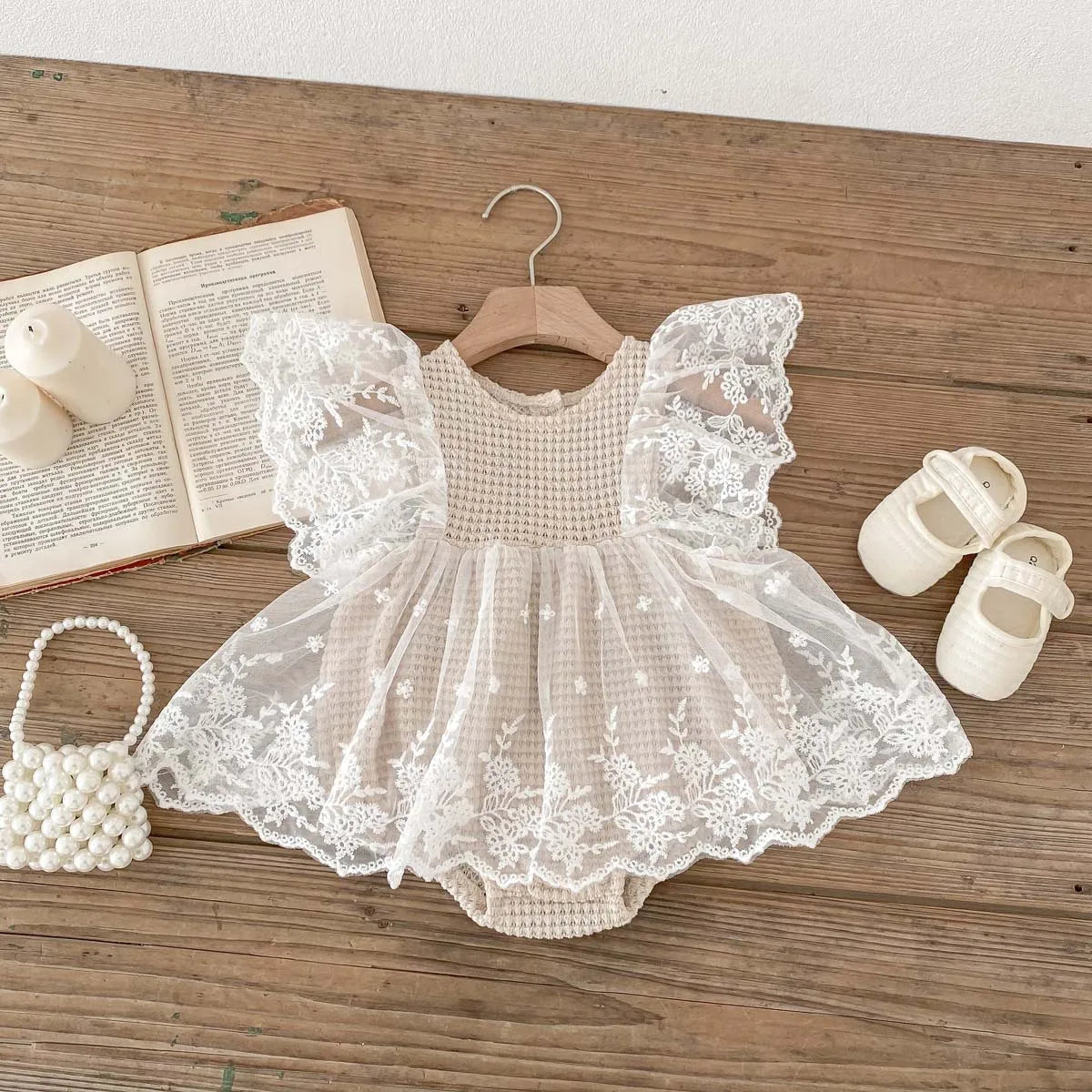 Lace Waffle Girl's Onesie