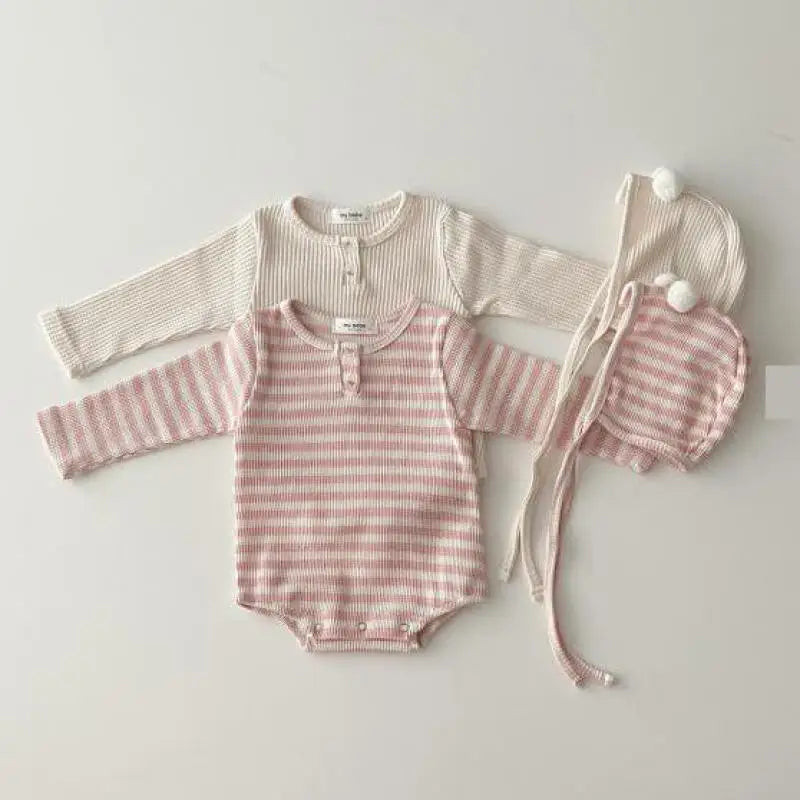 Infant Ribbed Long-Sleeve Onesie & Cap Set