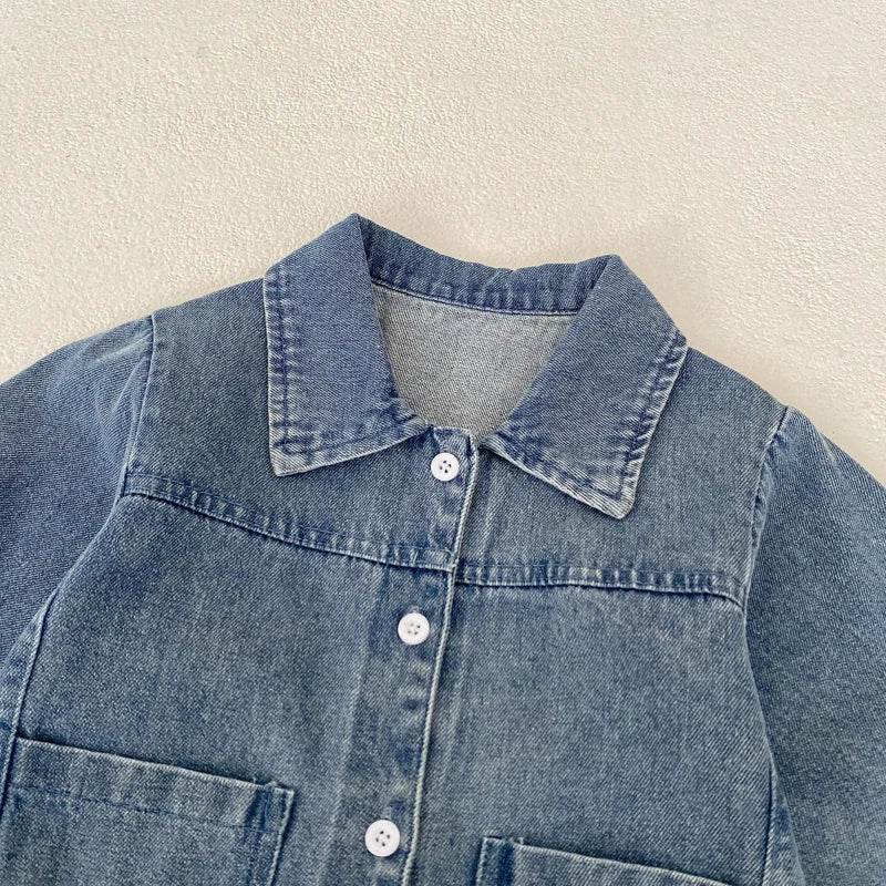 Denim Long-Sleeved Romper