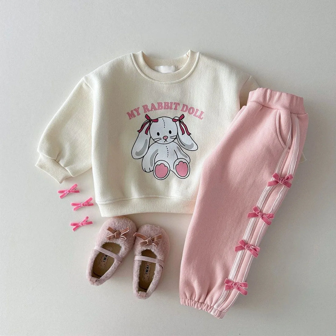 Girls Striped Bow Sweatpants