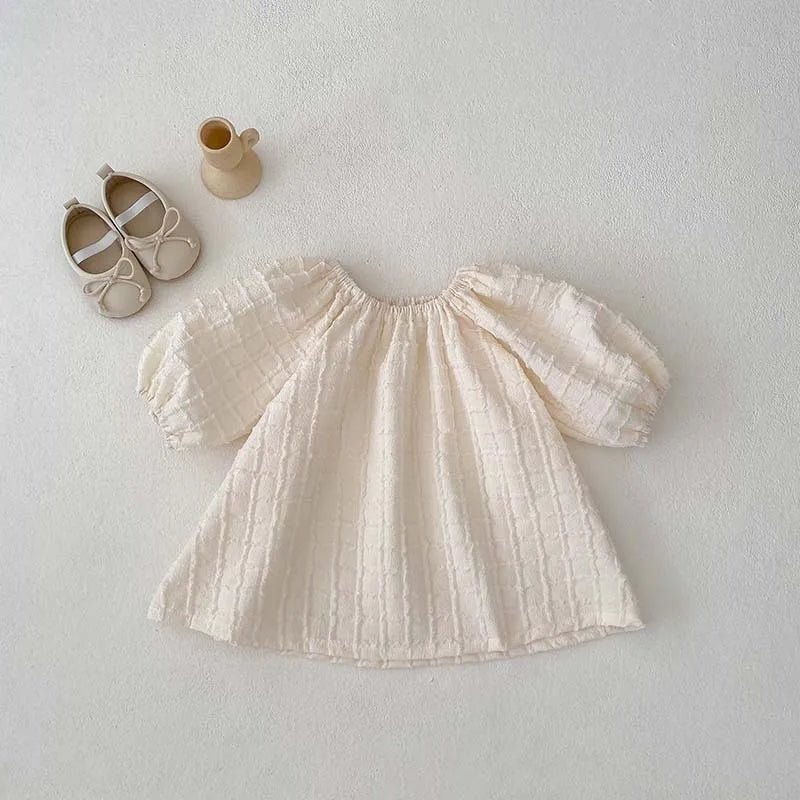 Solid Ivory A-Line Dress & Onesie