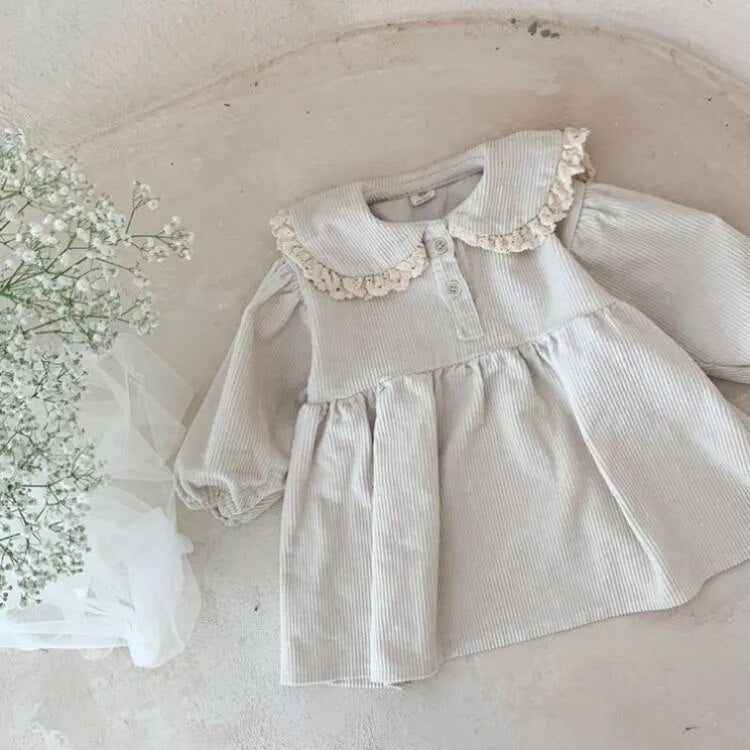 Long-Sleeved Corduroy Casual Dress