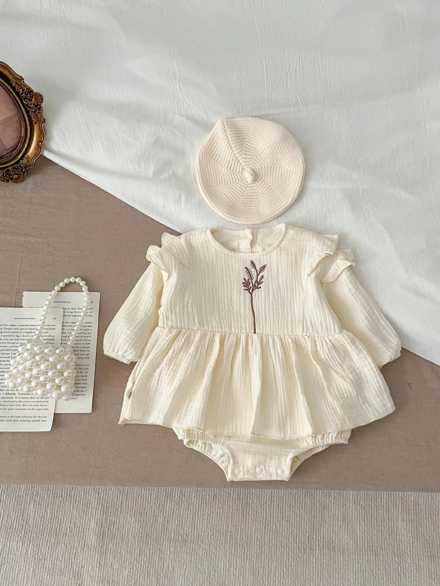 Little Plant Embroidered Onesie Dress