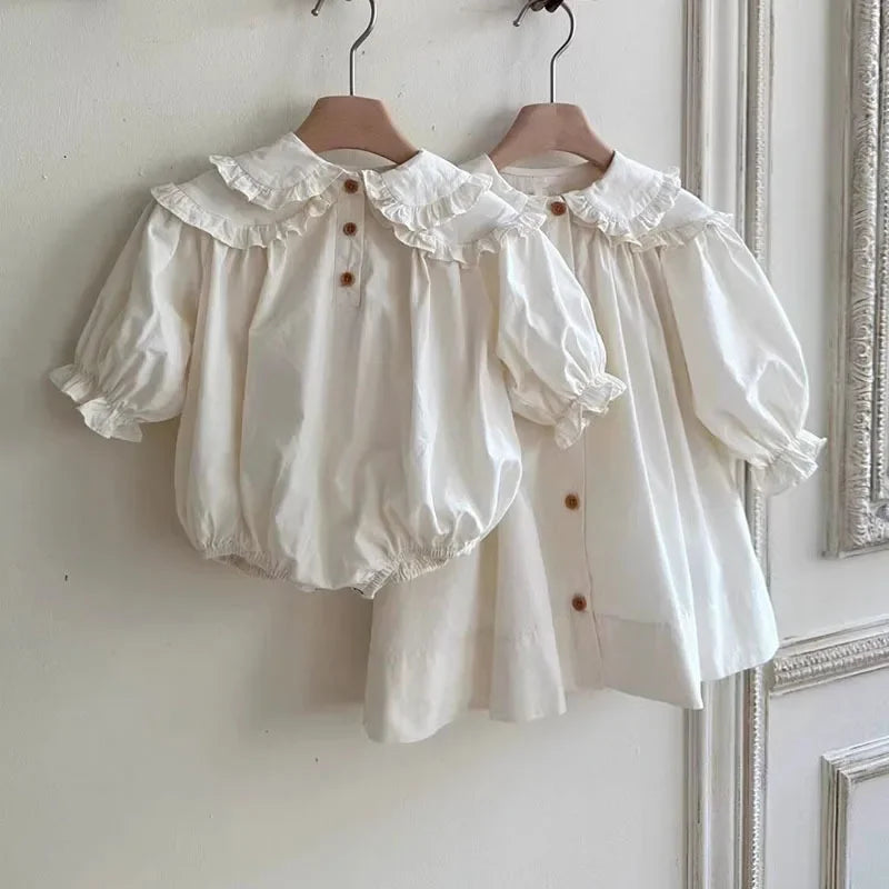 Girls Cotton Puff Sleeve Dress