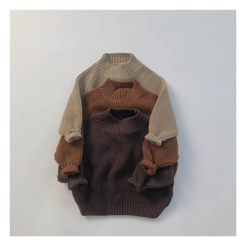 Thick Turtleneck Knitted Solid Pullover