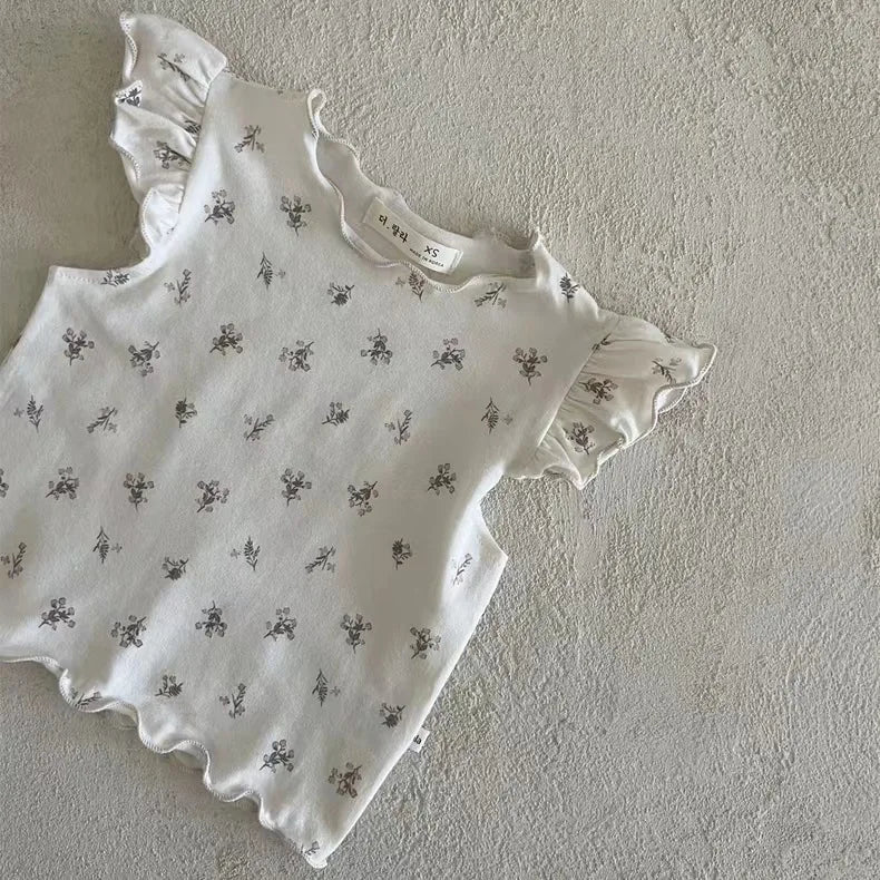 Girls' Sleeveless Fly-Sleeve Top