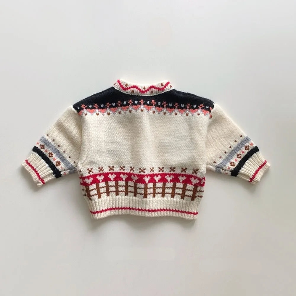 Knitted Bear Button-Down Cardigan