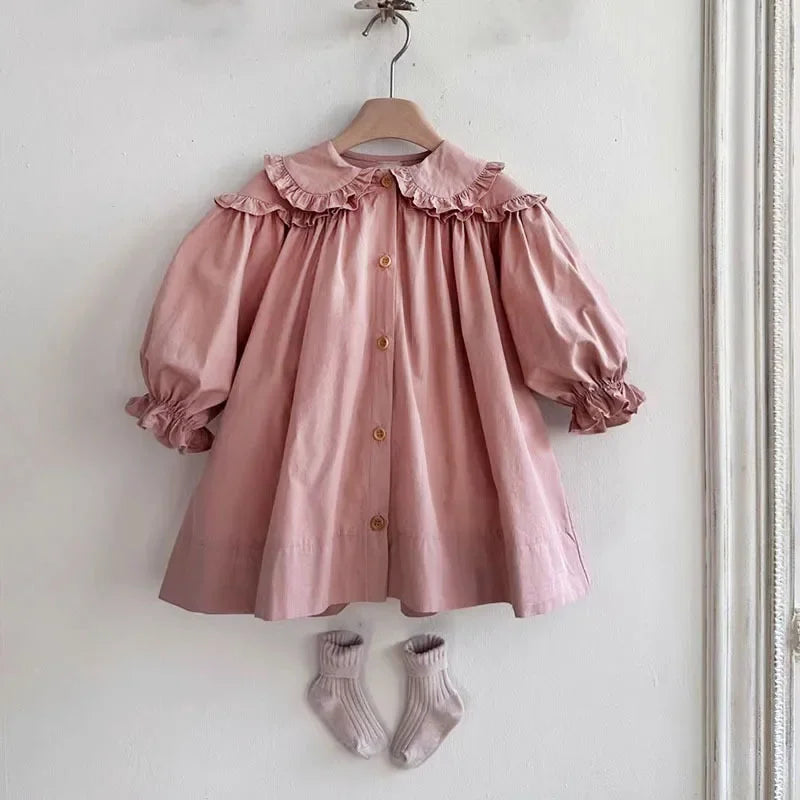 Girls Cotton Puff Sleeve Dress