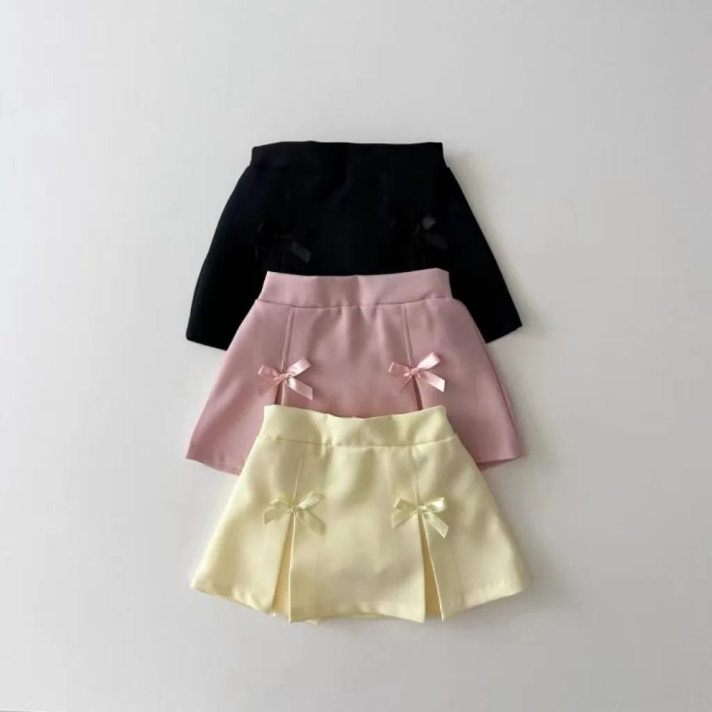 Little Bows Pleated Preppy Skirt