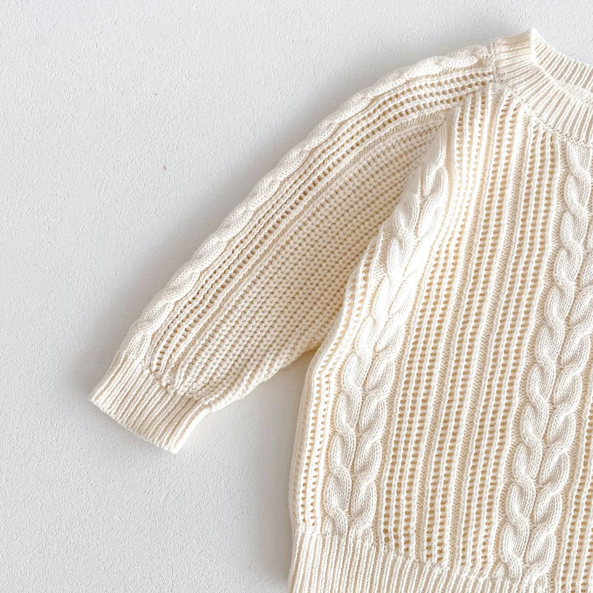Kids Cable Knit Ivory Sweater