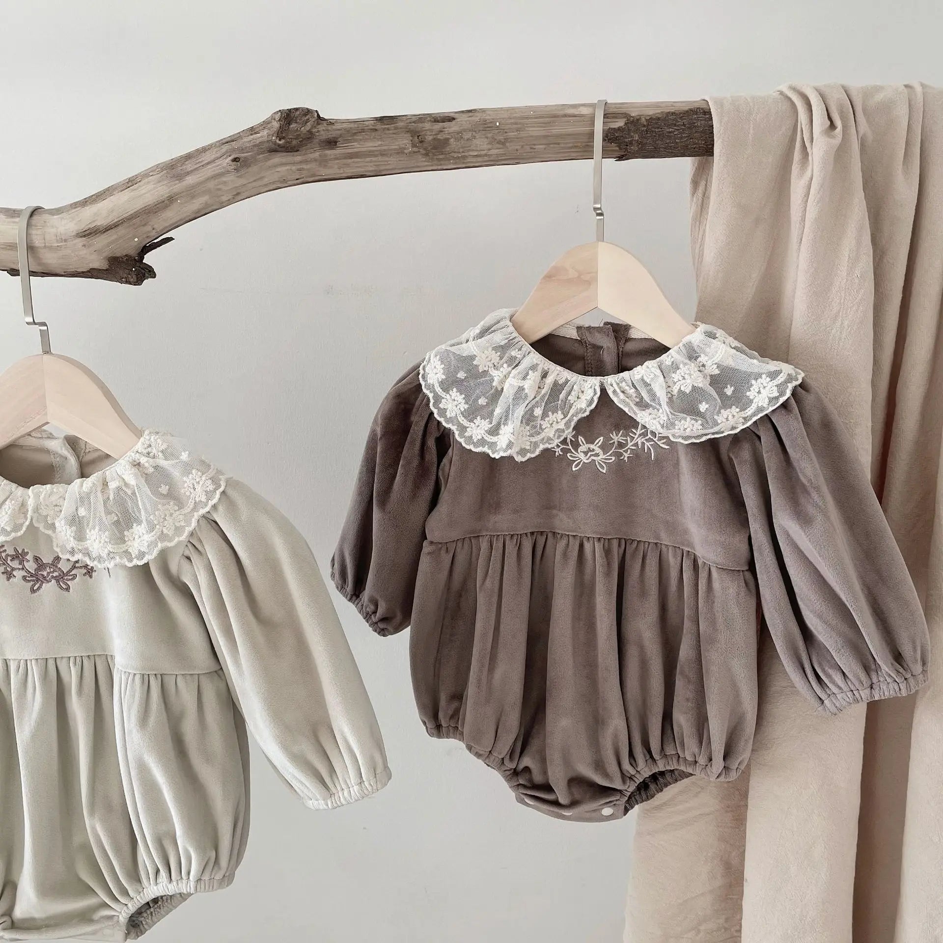 Infant Lace Collar Solid Onesie