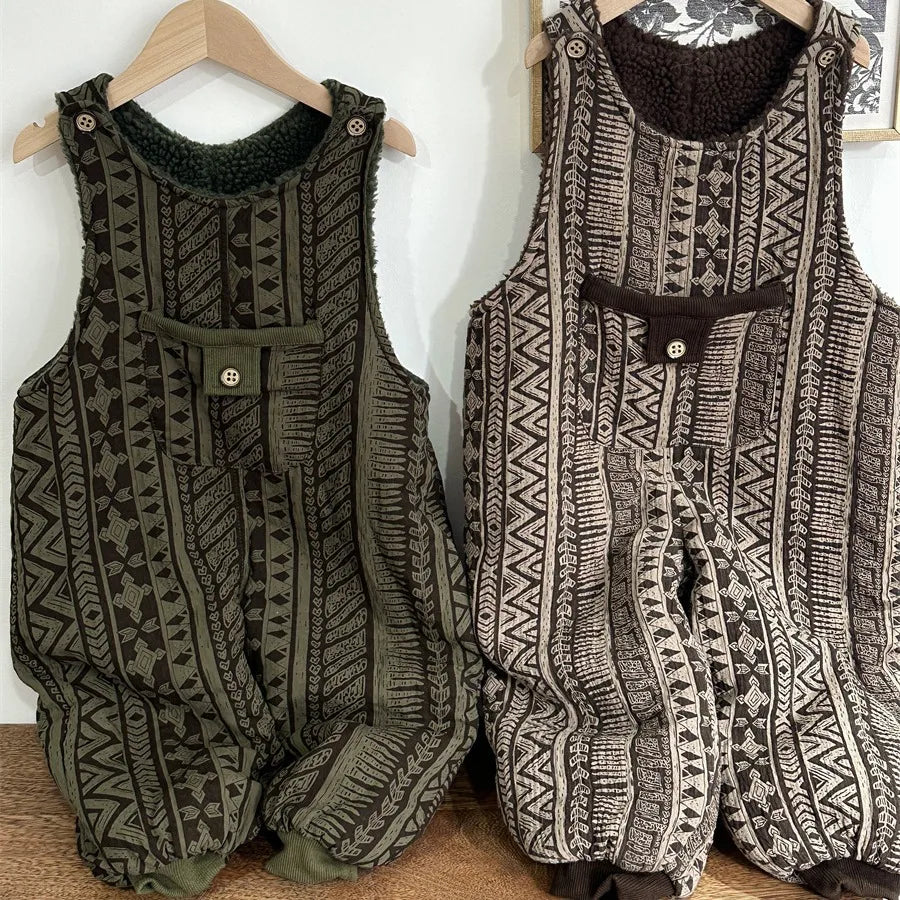 Patterned Sherpa Overalls