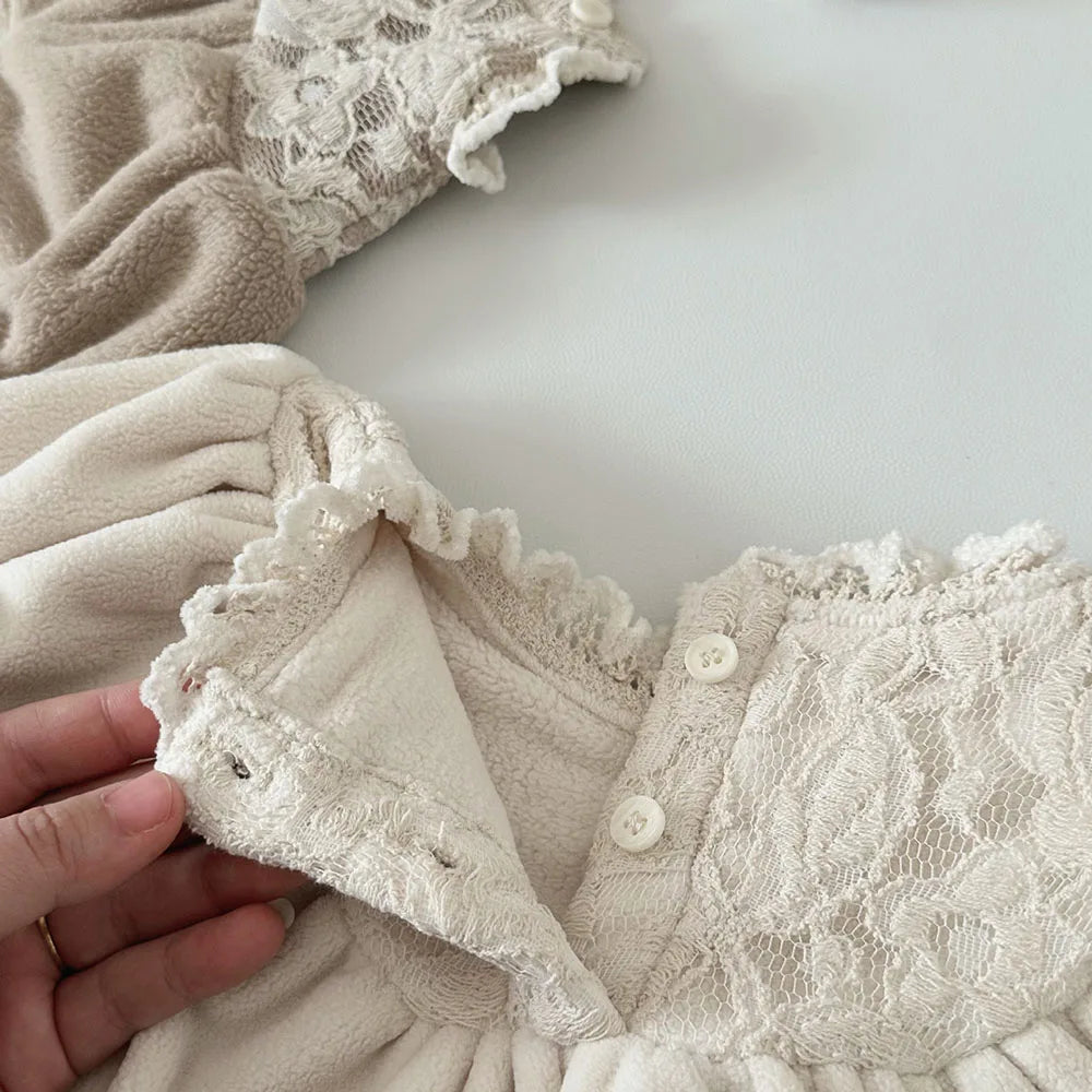 Soft & Warm Lace Collar Onesie