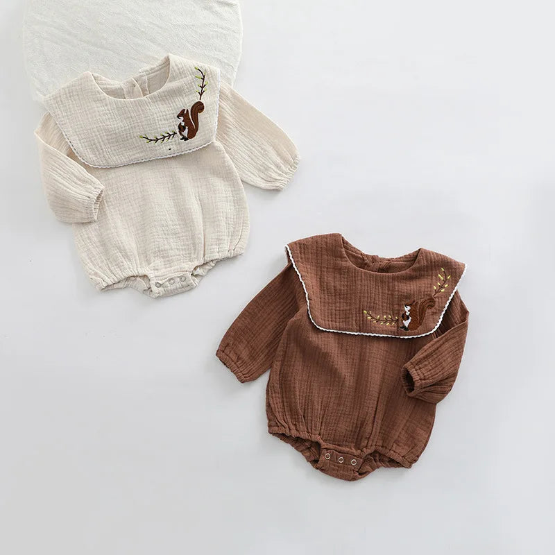 Girls' Cotton Square Collar Onesie