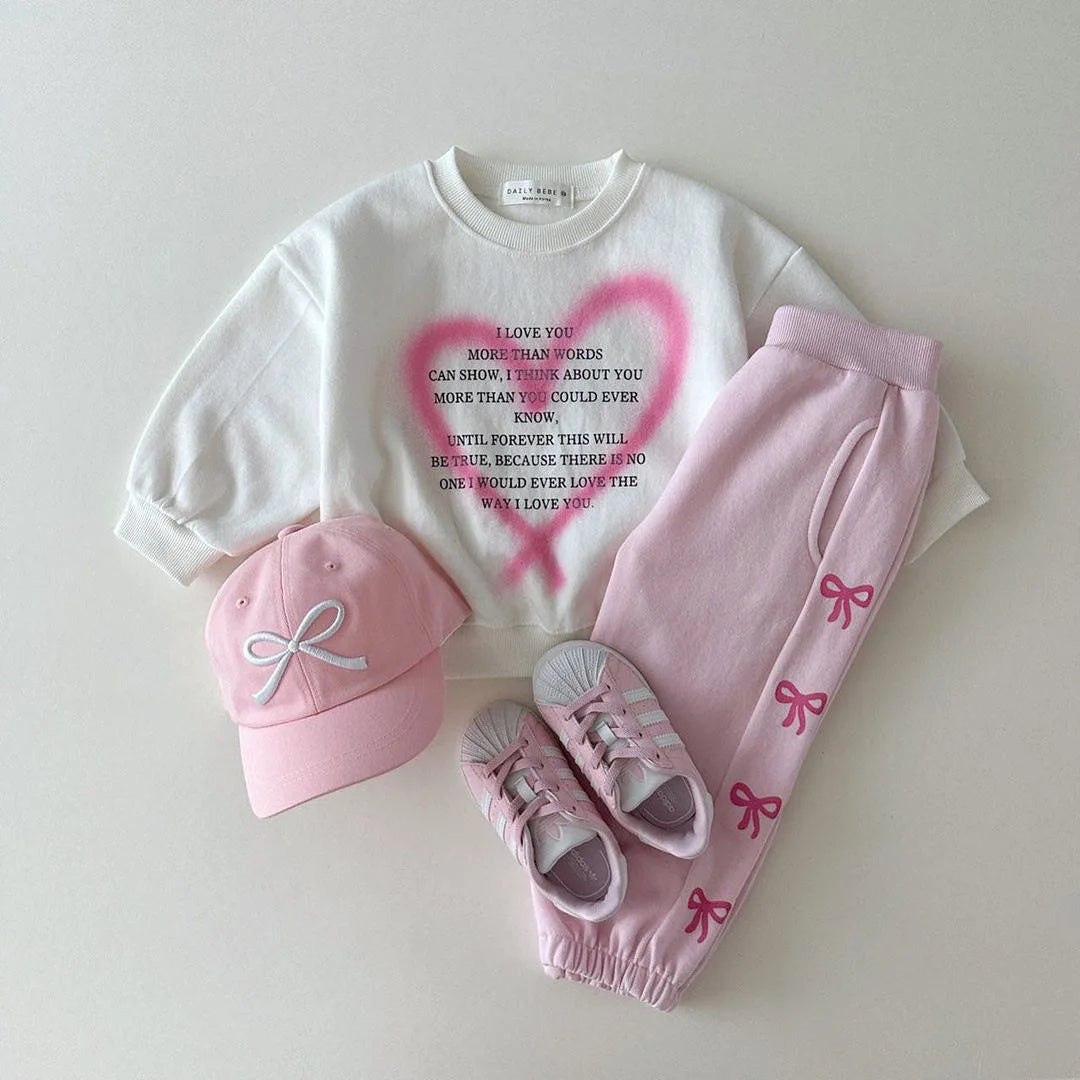 Heart Print Girls Sweatshirt